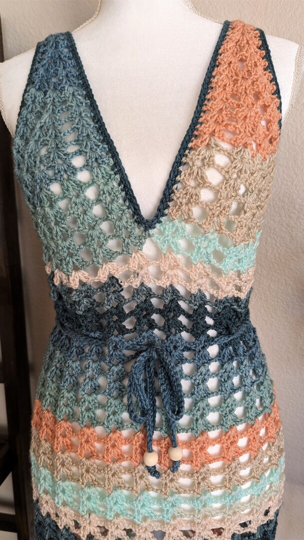 HANDMADE - Variegated Crochet Mesh Dress | MakerPlace by Michaels HANDMADE - Variegated Crochet Mesh Dress | MakerPlace by Michaels